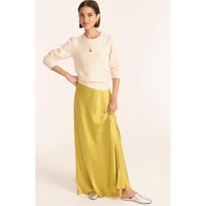 J. Crew Pointelle Cable-Knit Crewneck Sweater In Ivory/Cream Size M